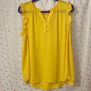 NWT Ann Taylor Loft Yellow Sleeveless Ruffle Top